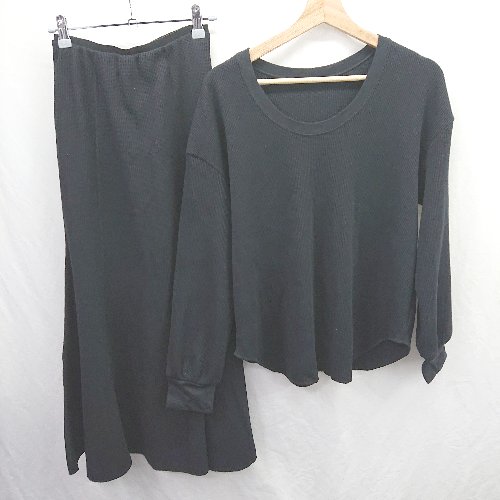 ◇ ⊇ Mila Owen ミラオーウェン ワンポイント刺繍 シンプル ロング セットアップ サイズ0 ブラック系 レディース E 【中古】