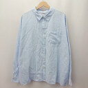 ◇ ⊃ TINA:JOJUN ティーナ:ジョジュン ロゴ入り シンプル系 長袖 オーバーシャツ サイズM ブルー系 レディース メンズ E 【中古】