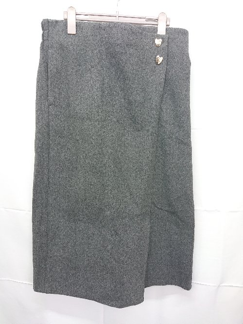 ◇ ⊇ u plume ユープリュム ラップ風 ロング タイト スカート サイズ3L ダークグレー レディース E 【中..