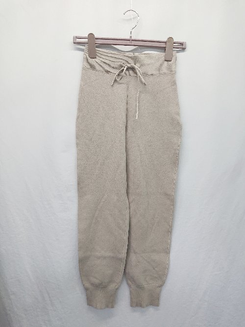 ◇ ⊆ Mila Owen ミラ オーウェン ふり ミシン トレーナー 見え ニット パンツ サイズ0 ベージュ系 レデ..