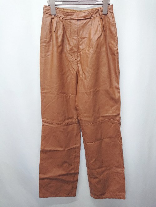 ◇ Θ MOUSSY マウジー シンプル 無地 FAUX LEATHER FRONT TUCK パンツ サイズ2 ブラウン系 レディース E 【中古】