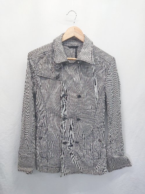 ◇ ⊇ ニコルクラブフォーメン 千鳥格子 ダブルボタン 長袖 コート ジャケット サイズ46 ブラック ホワイト系 メンズ E 【中古】