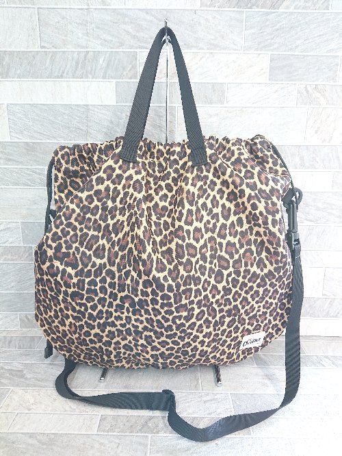 ◇ Θ Drifter ドリフター レオパード柄 2WAY 巾着 トートバック ブラウン ベージュ系 レディース E 【中古】