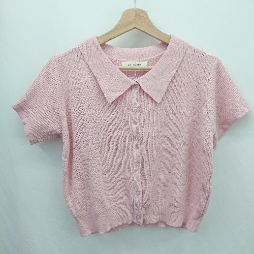 ◇ ⊂ 美品 UNE MANSION ウネマンション リブ素材 半袖 リブショート丈カットソー サイズF ピンク系 レディース E 【中古】(4)