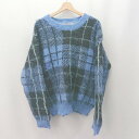 ◇ ⊇ 美品 ONCILY オンシェリー チェック柄 長袖 ダメージチェックニット サイズS ブルー系 レディース メンズ E 【中古】
