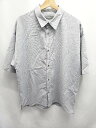 ◇ ⊂ CLEL クレイル ストライプ 半袖 シャツ サイズL グレー系 レディース メンズ E 【中古】