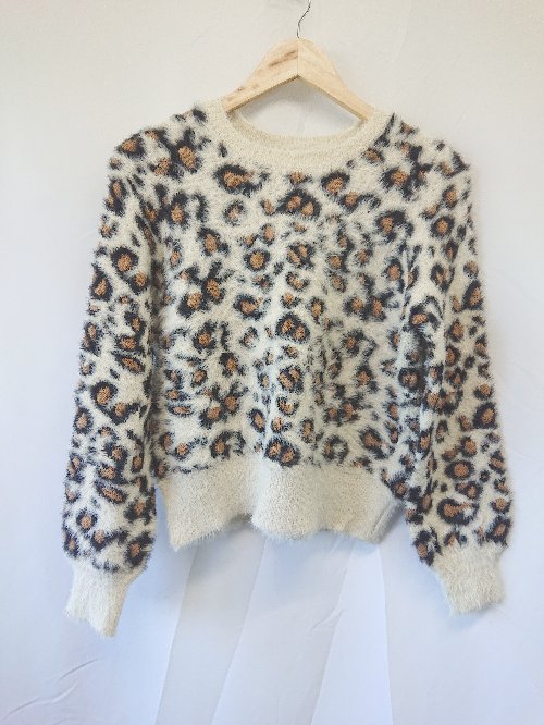 ◇ ⊇ カマイユ シャギーニット レオパード 長袖 セーター サイズUK S FR S RUS S ライトベージュ系 マル..