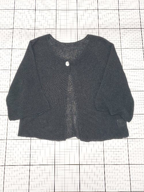 ◇ ⊂ VOID 透かし編み 七分袖 ニット カーディガン ダークネイビー系 レディース E 【中古】