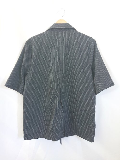 ◇ ⊂ Unblend アンブレンド ストライプ 半袖 ジャケット サイズF ブラック ホワイト系 レディース メンズ E 【中古】