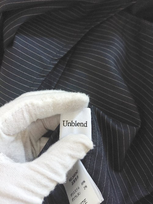 ◇ ⊂ Unblend アンブレンド ストライプ 半袖 ジャケット サイズF ブラック ホワイト系 レディース メンズ E 【中古】