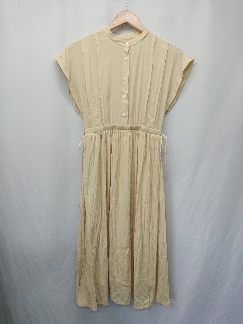 ◇ ⊂ 組曲 クミキョク ドッキング風 フレンチスリーブ 膝下丈 ワンピース サイズS2 イエロー系 レディース E 【中古】