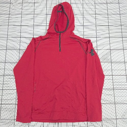 ◇ ⊆ UNDER ARMOUR アンダーアーマー スポーティー 長袖 ハーフジップフーディー サイズ表記なし レッド系 レディース メンズ E 【中古】