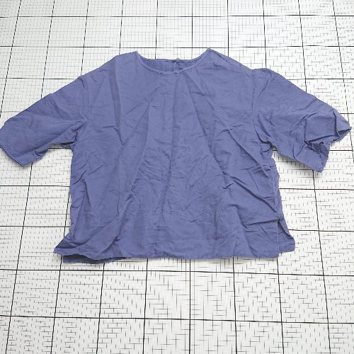 ◇ ⊂ 北欧、暮らしの道具店 シンプル系 半袖 コットンリネンシャツ サイズS M パープル系 レディース E 【中古】