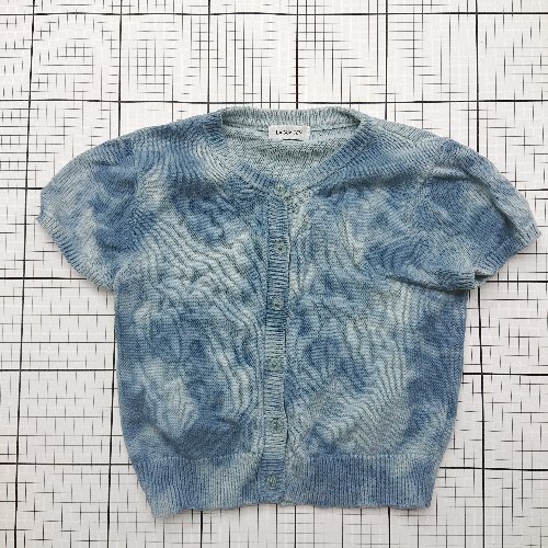 ◇ ⊃ LAGUA GEM ラグア ジェム カジュアル系 半袖 クロップドニット サイズF ブルー系 レディース E 【中古】