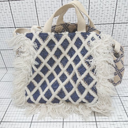 ◇ ⊇ neQuittezpas ヌキテパ インド柄 インド柄ハンドバッグ ネイビー系 レディース E 【中古】