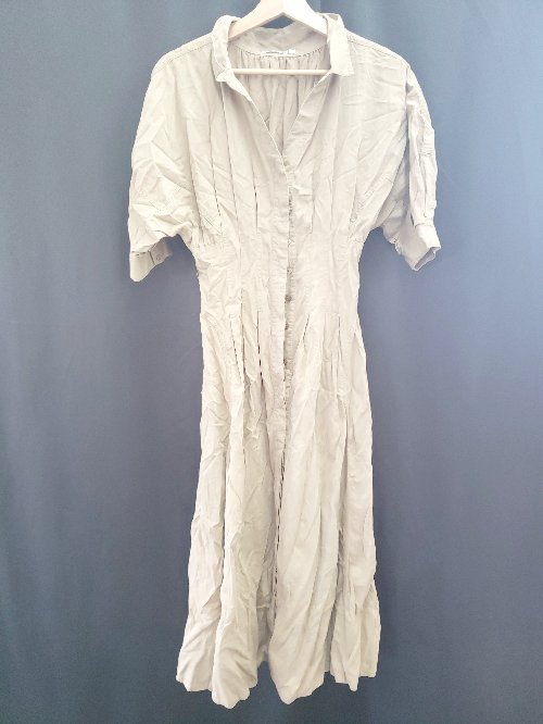 ◇ ⊂ snidel スナイデル Vネック 五分袖 膝下丈 ワンピース サイズ1 ベージュ系 レディース E 【中古】