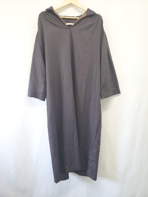◇ ⊇ crie conforto スキッパー 長袖 膝下丈 ワンピース サイズM ダークパープル系 レディース E 【中古】