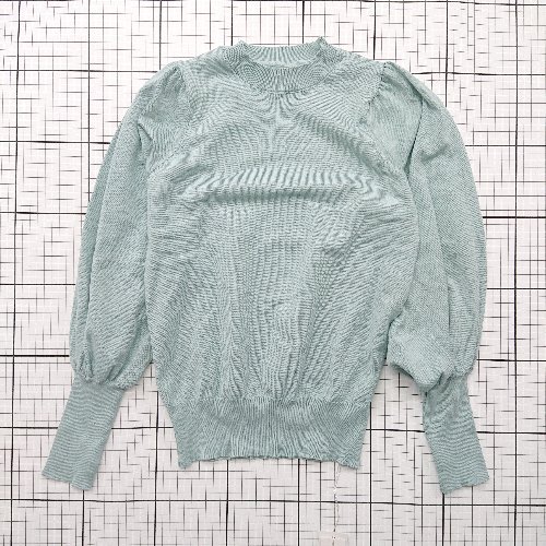 ◇ ⊇ KURICA クリカ コットン系 大人フェミニン 長袖 パフスリーブニット サイズM ブルー系 レディース E 【中古】