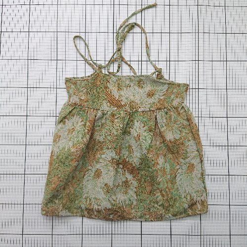 ◇ Θ サキシマ 柄入り ノースリーブ キャミビスチェ/ゴブラン柄/キャミソール サイズF グリーン系 レディース E 【中古】(4)