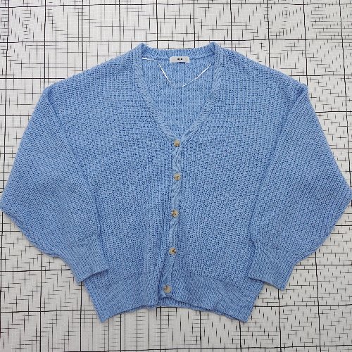 ◇ ⊇ WEGO ウィゴー リブ編み 長袖 リブカーニットディガン サイズF スカイブルー系 レディース E 【中..