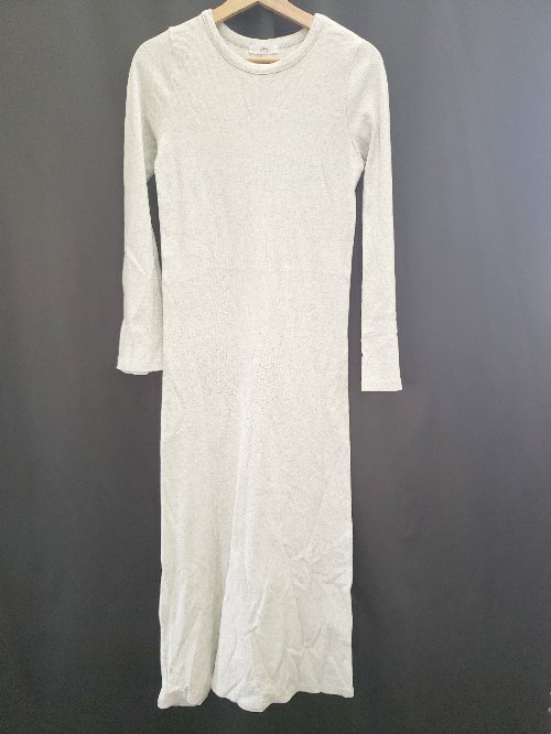 ◇ ⊇ リベリー フレアスリーブ バックスリット リブ 長袖 ロング丈 ワンピース 表記なし ライトグレー系 レディース E 【中古】