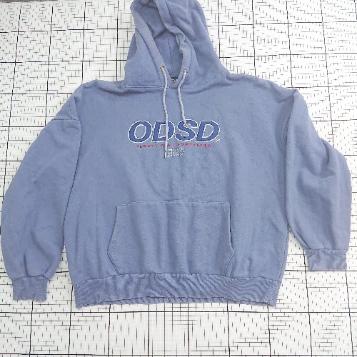 ◇ ⊇ ODSD オッドスタジオ カジュアル メンズライク 長袖 ロゴフーディー サイズ2 ブルー系 レディース E 【中古】