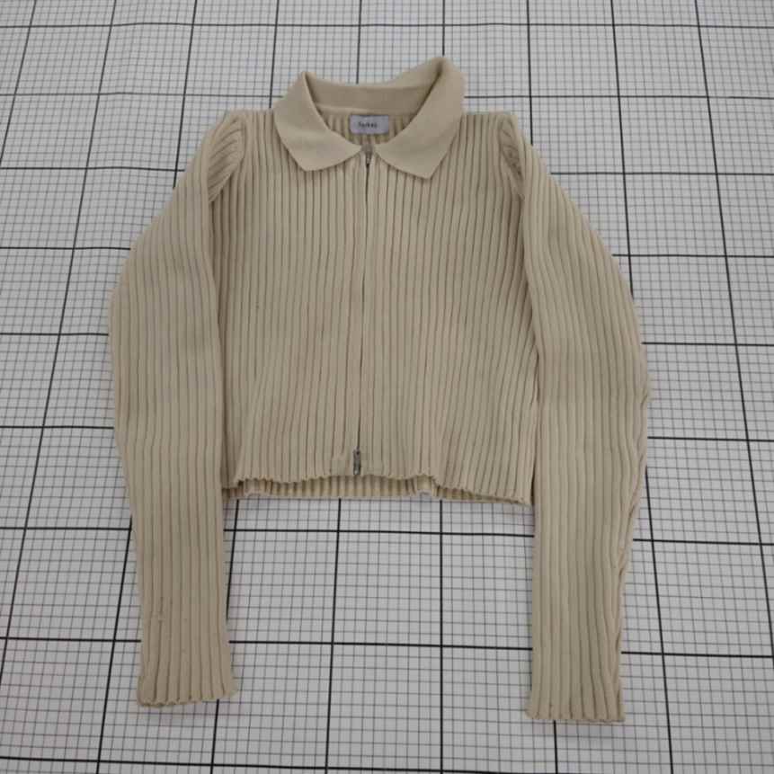 ◇ ⊇ forksy. フォルクシー ジップアップ 長袖 カーディガン サイズF ベージュ系 レディース E 【中古】(4)