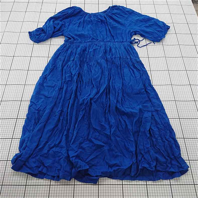 ◇ ⊂ green label relaxing UNITED ARROWS コットン 半袖 ロング丈 フレア ワンピース サイズF ブルー系 レディース E 【中古】