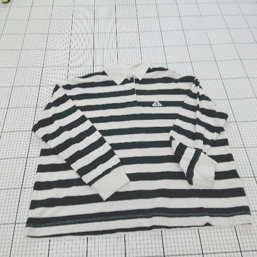 ◇ Θ GEVACO ゲバコ ボーダー 襟付き 長袖 ポロシャツ サイズ38 ホワイト ブラック系 レディース E 【中古】(4)