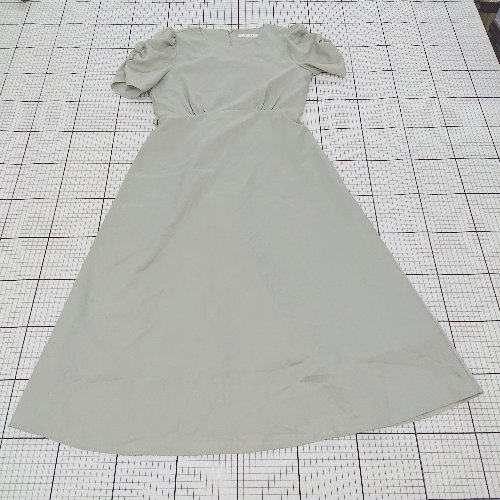 ◇ ⊂ ADIRA アディラ ウエストリボン 半袖 膝下丈 ワンピース サイズM グリーン系 レディース E 【中古】