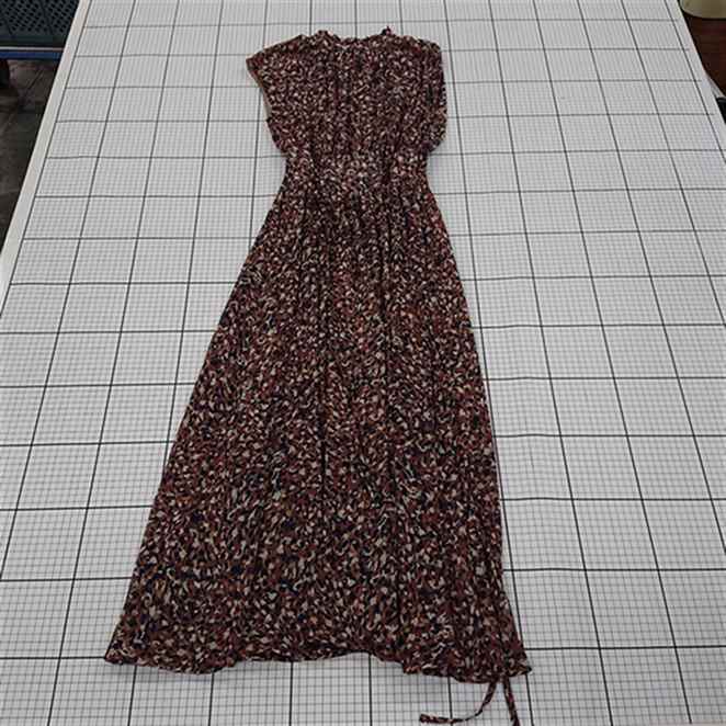 ◇ ⊂ ECLIN エクラン レオパード フレンチスリーブ ロング ワンピース サイズF ブラウン系ネイビー系 レディース E 【中古】