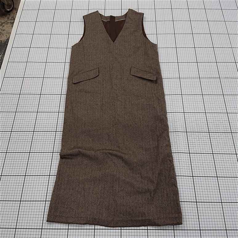 ◇ ⊇ green label relaxing ヘリンボーン ノースリーブ 膝下丈 ワンピース ブラウン系 マルチ レディース E 【中古】