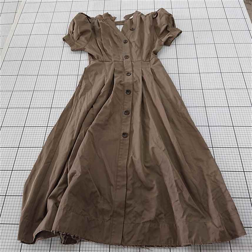 ◇ ⊂ SLY スライ パフスリーブ 半袖 ロング丈 ワンピース サイズ1 カーキ系 レディース E 【中古】