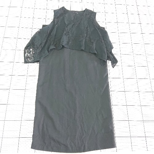 ◇ ⊂ OSMOSIS オズモーシス レース 膝下丈 ノースリーブ ワンピース サイズF ブラック系 レディース E ..