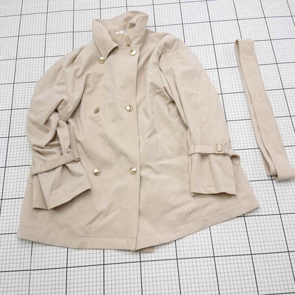 ◇ ⊇ ワンアフターアナザー ナイスクラップ ケープ付き 長袖 ダブルジャケット サイズF ベージュ系 レディース ▽ E 【中古】(4)