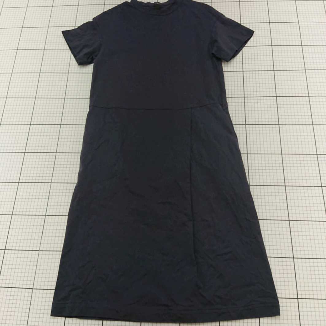 ◇ ⊂ HUMAN WOMAN ヒューマンウーマン シンプル 半袖 膝下丈 ワンピース サイズ表記なし ネイビー系 レ..
