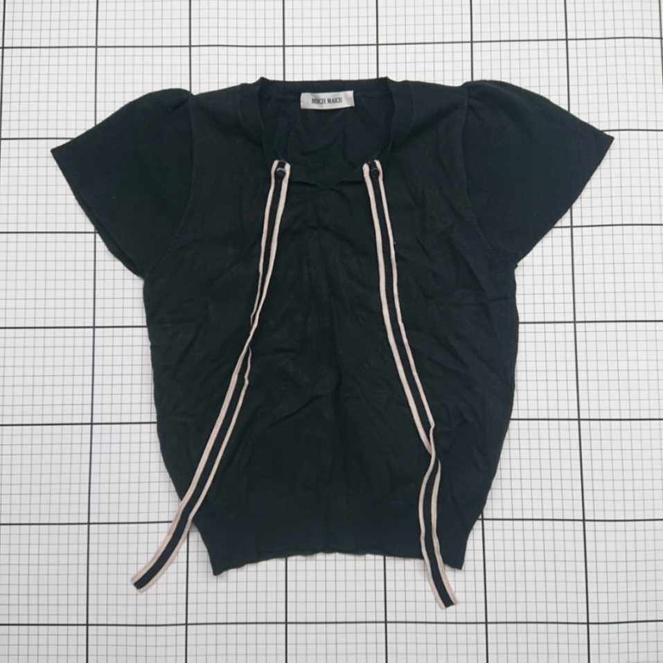 ◇ ⊂ MISCH MASCH リボン付き半袖ニット ブラック系 M レディース E 1508260022415  【中古】