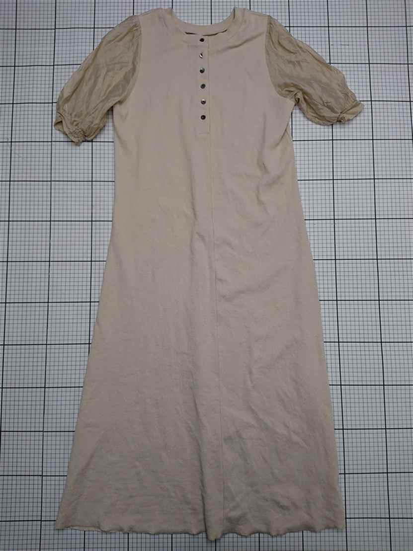 ◇ ⊂ ティティベイト セレクト AZXN1304 ベージュ系 パフスリーブ切替ワンピース L レディース レディース E 【中古】