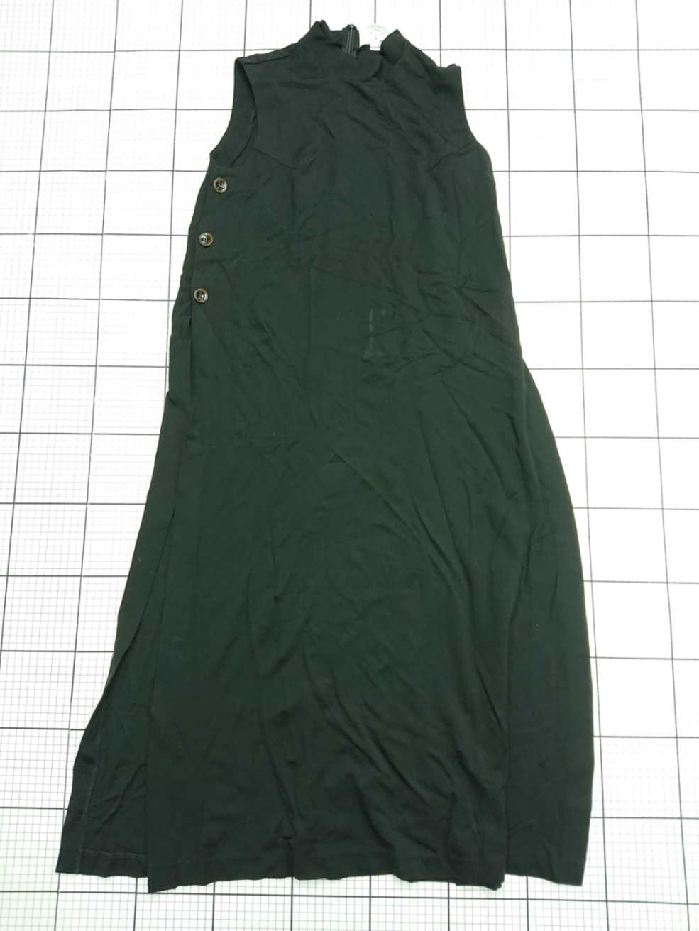 ◇ ⊇ 【メルシー MERCI】サイドボタン ノースリーブワンピース ジャンスカ ブラック系 日本製 レディース E 【中古】