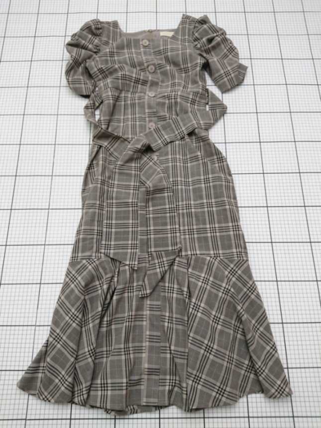 ◇ ⊂ An MILLE グレンチェック柄パフスリーブワンピース グレー系 M レディース E 【中古】