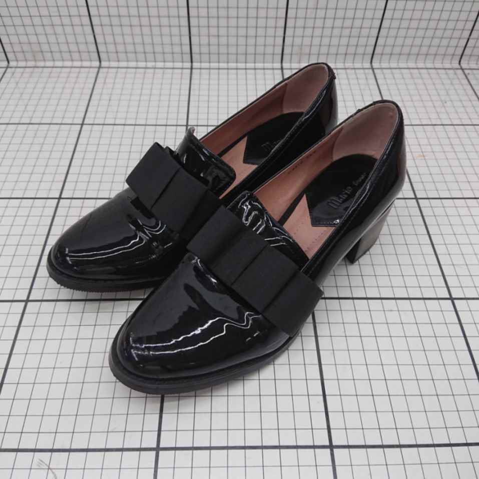 ◇ ⊇ マリー ファム リボンローファー ブラック系 エナメル レディース E 【中古】