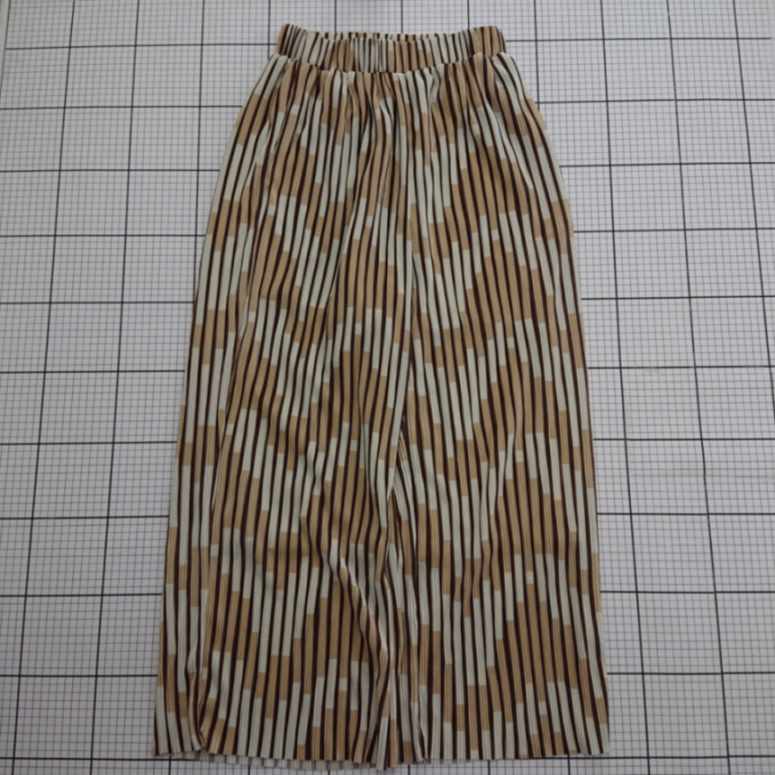 ◇ ⊂ pattern torso プリーツワイドパンツ ベージュ系×ブラウン系 Fサイズ レディース E 【中古】