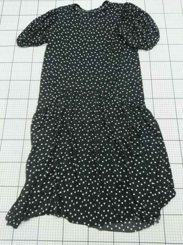 ◇ ⊂ 美品  ZARA ドット柄パフスリーブワンピース ブラック系 Mサイズ レディース E 【中古】