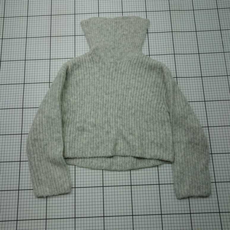 ◇ ⊇ プロポーション シンプル ショート丈 タートルネック 長袖 ニット サイズフリー ライトグレー系 レ..