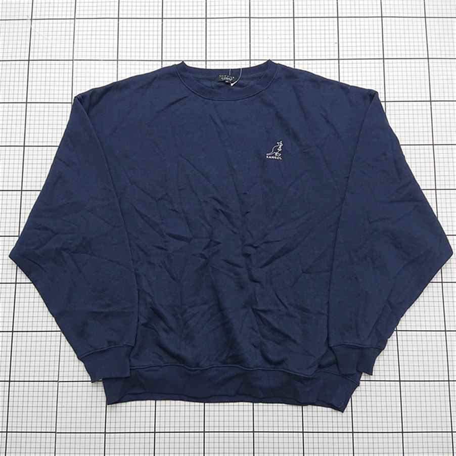 ◇ ⊇ 【カンゴール KANGOL】ZIP FIVE コラボ クルーネックスウェット ネイビー系 XLサイズ E 【中古】