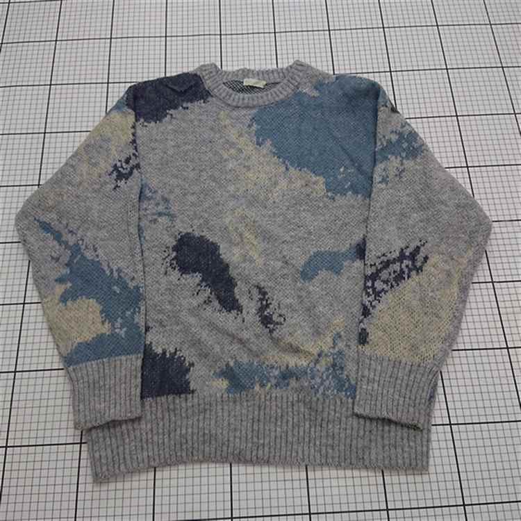 ◇ ⊇ 【イデム idem】アクリル混 クルーネックニットセーター グレー系 Fサイズ E 【中古】