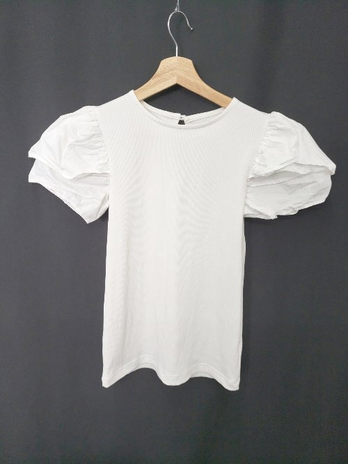 ◇ ⊂ iNtimite アンティミテ パフスリーブ 半袖 リブカットソー サイズF ホワイト系 レディースメンズ E 【中古】