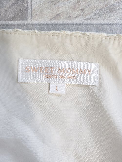 ◇ Θ スウィートマミー マタニティ レース 切替 七分袖 膝丈 ワンピース サイズL ベージュ系 アイボリー系 レディース E 【中古】