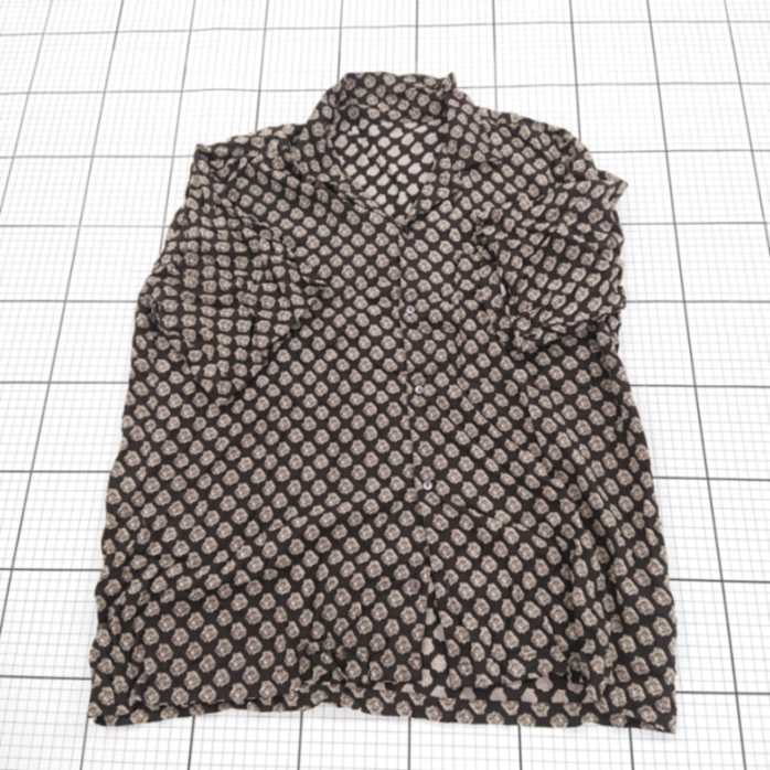 ◇ ⊂ OMNES オムネス 総柄 半袖 シャツ サイズ7 ブラック系 メンズ E 【中古】
