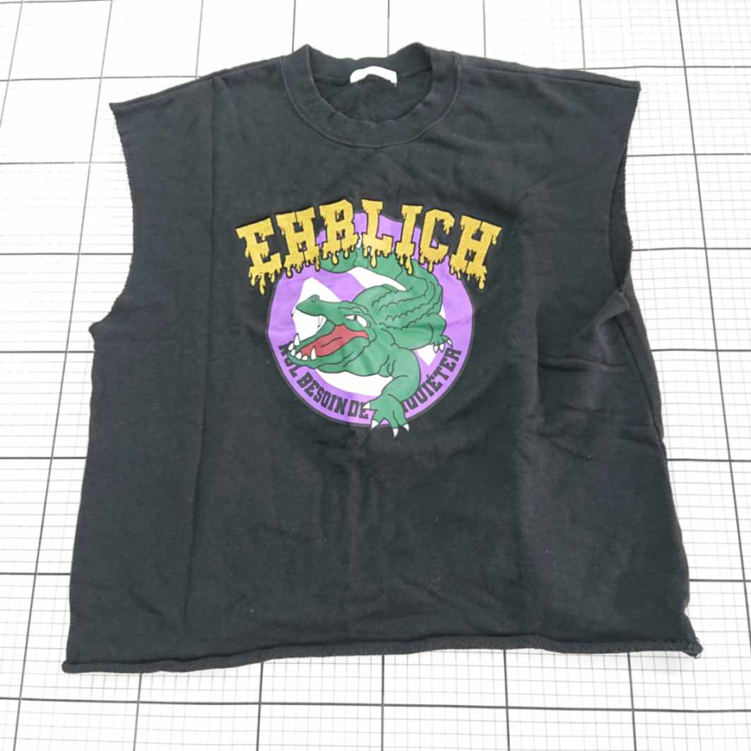 ◇ ⊂ SPINNS スピンズ プリント 刺繡 ノースリーブ カットソー サイズM ブラック系 レディース E 【中古】